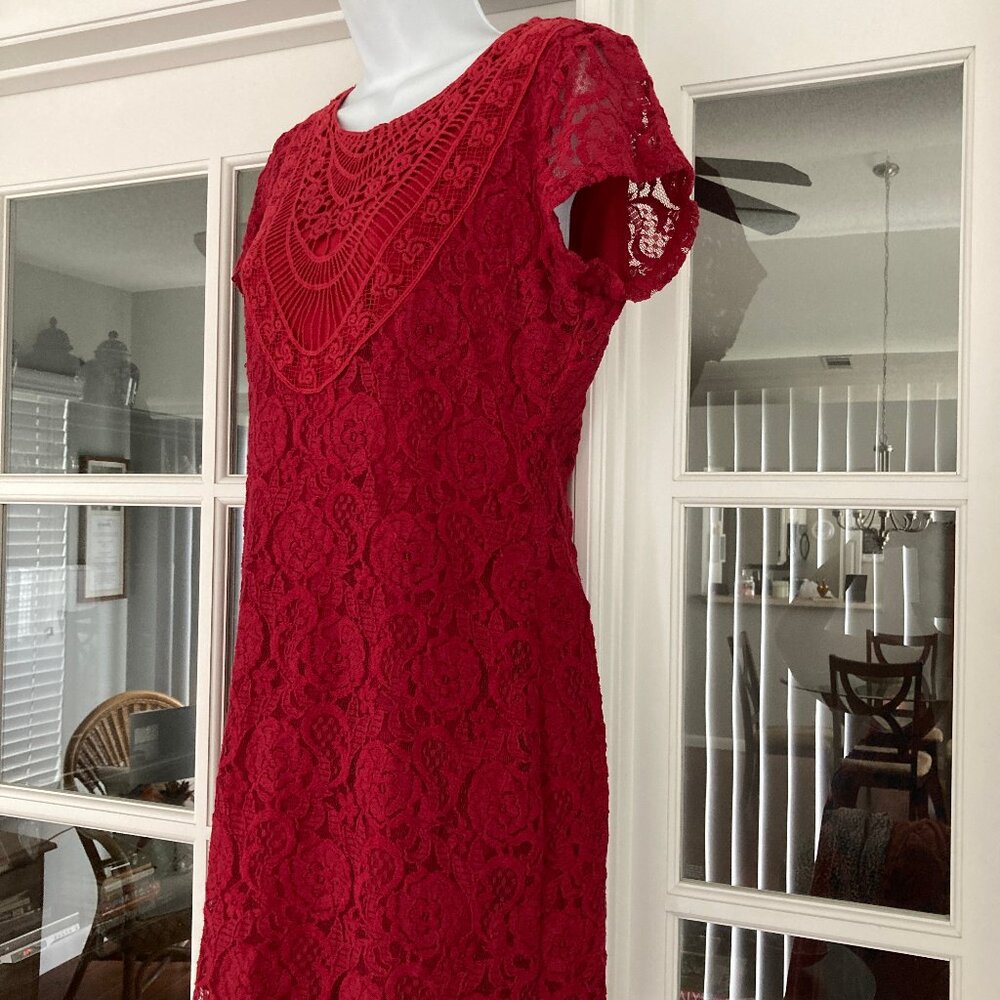 Miss Chievous Red Short Sleeve Crochet Dress Medium - Picture 3 of 15